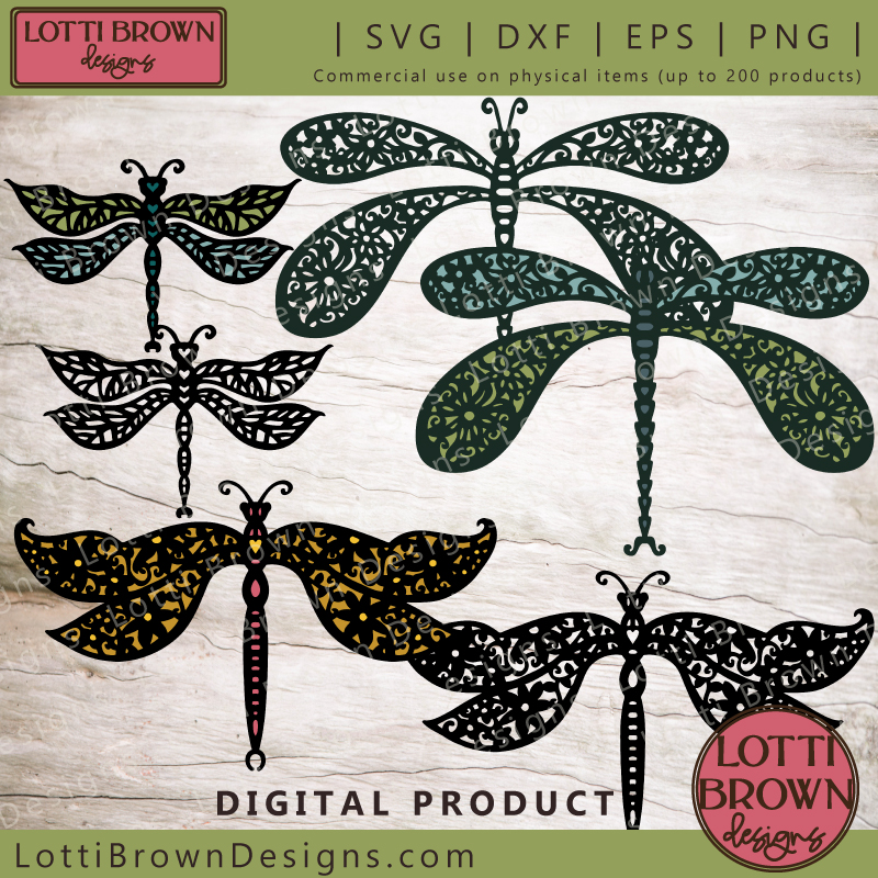 Dragonflies SVG bundle of three designs - also available individually