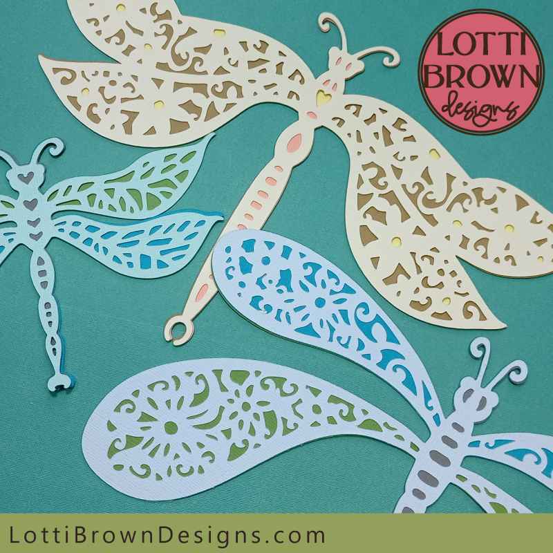 Pretty dragonflies SVG designs - individually or as a bundle of three