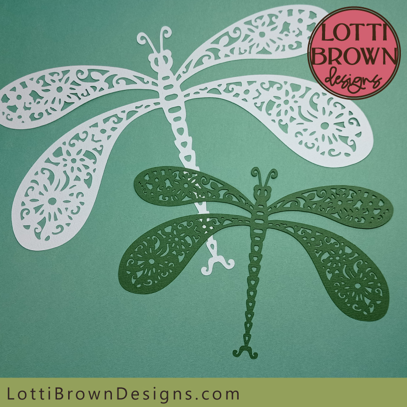 Dragonfly 1 papercut template - showing single layer only