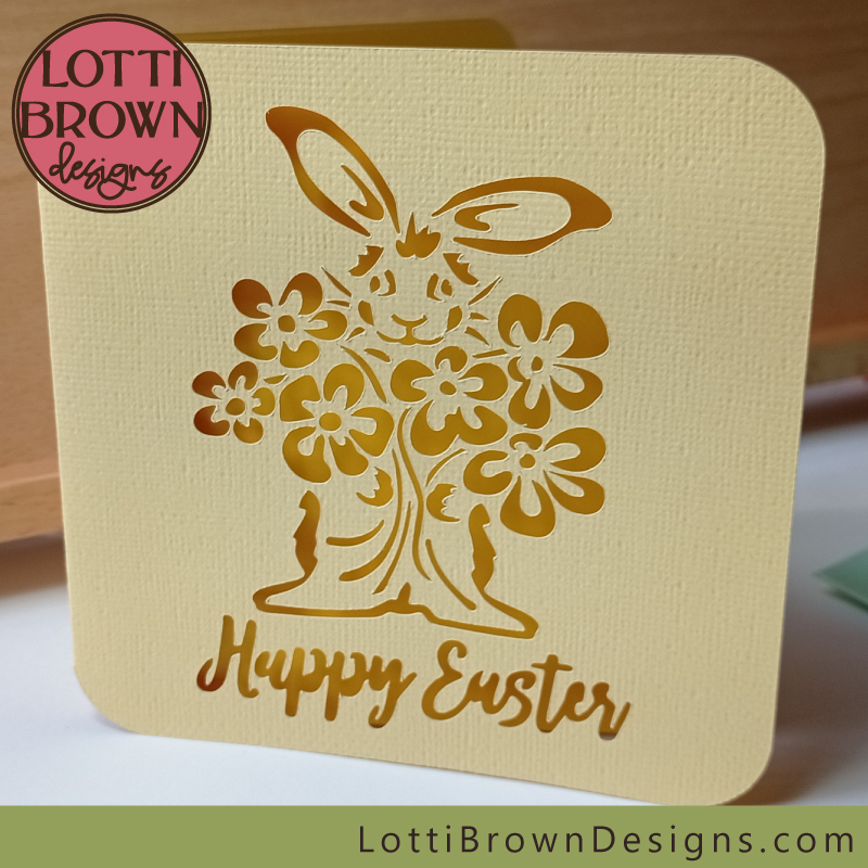 Easter bunny papercut card SVG template