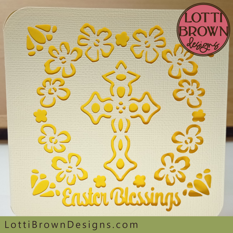 Religious Easter card template with 'Easter Blessings' message