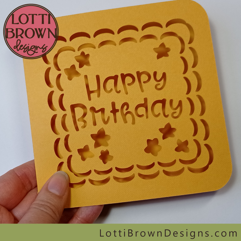 The folded birthday card outer card