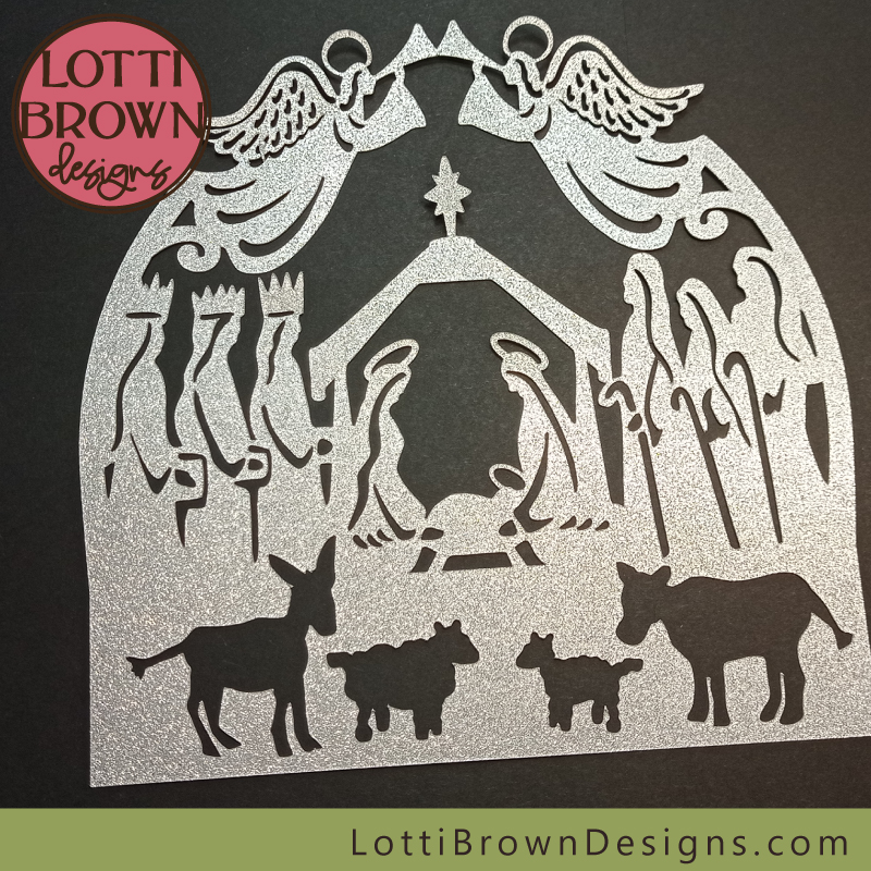 Glitter cardstock nativity scene cut file