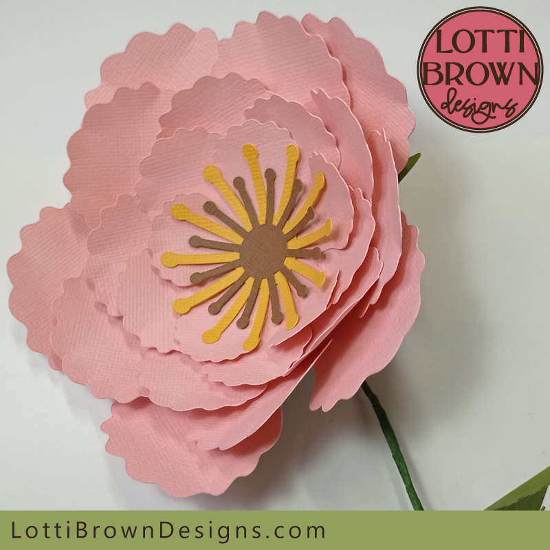 easy paper flower template with stem and leaves