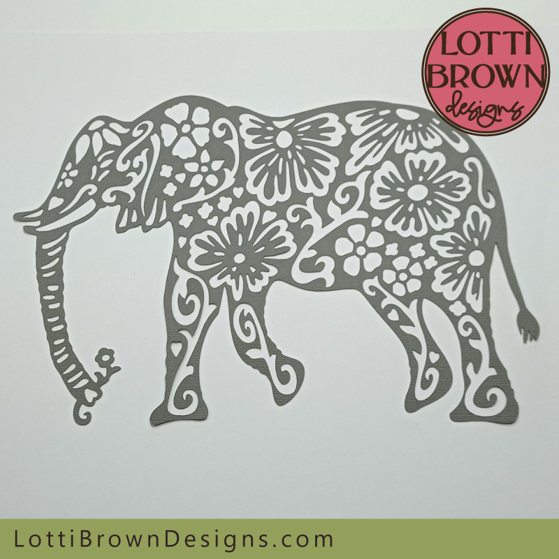SVG file - floral patterned elephant