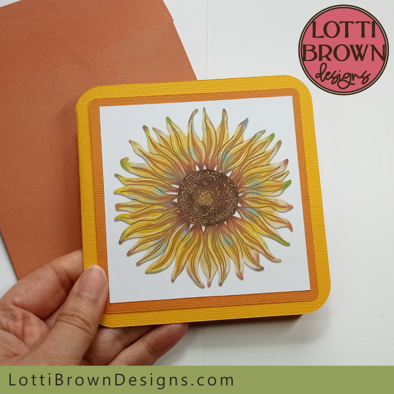 Print and cut sunflower card template for Cricut