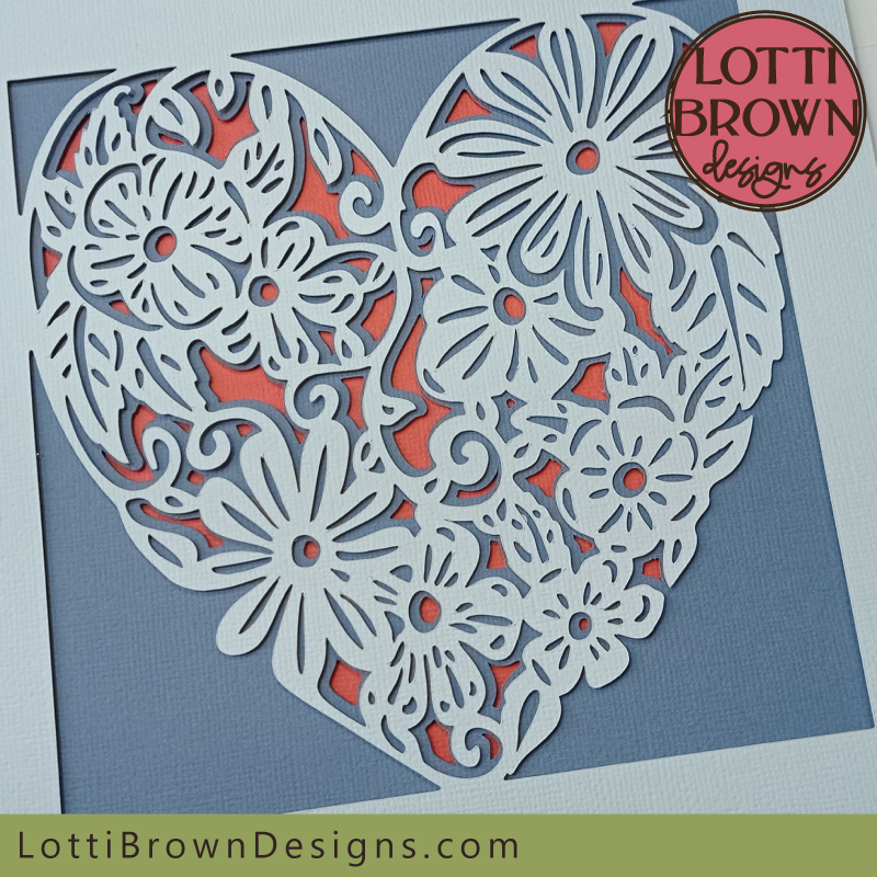 Easy shadow box project with floral heart design