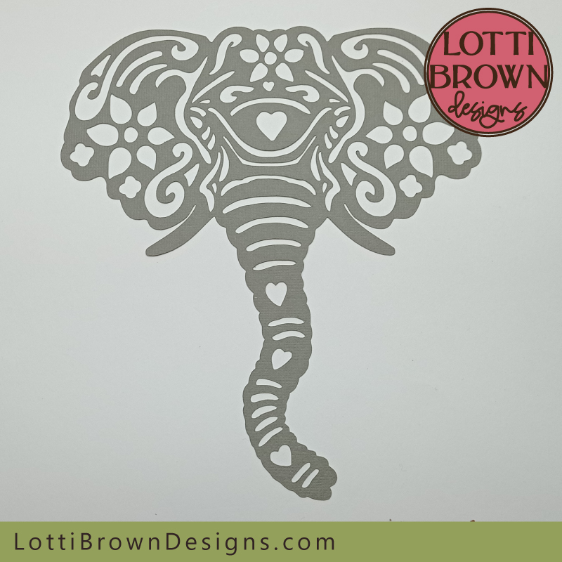 Floral elephant face cut file template