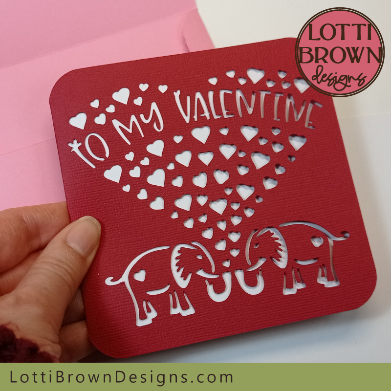 Elephants valentine card SVG