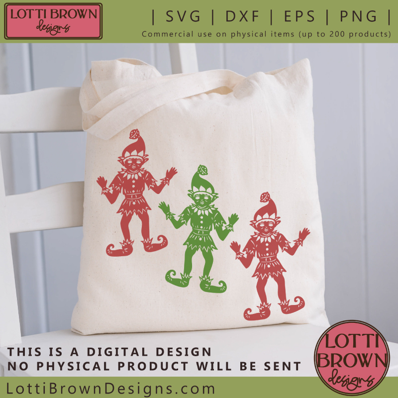 Christmas elf SVG tote bag idea