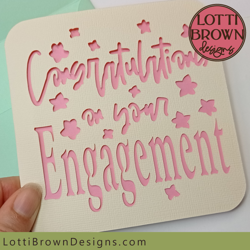 Pretty Congratulations engagement card template for Cricut