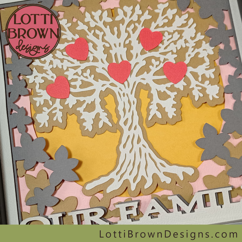Family tree with five hearts - close up look