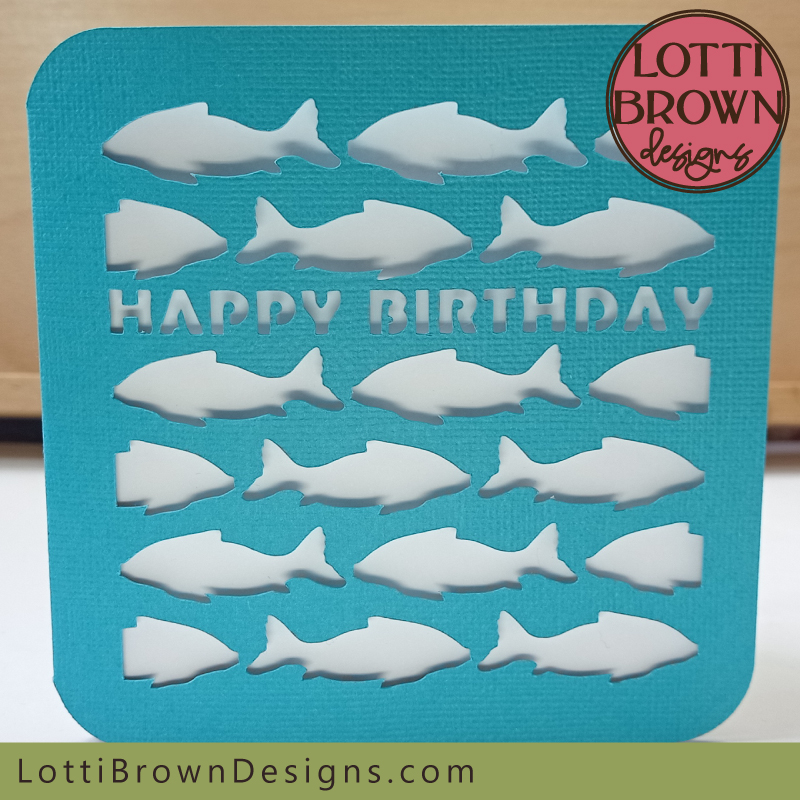 Fun fish Happy Birthday card template