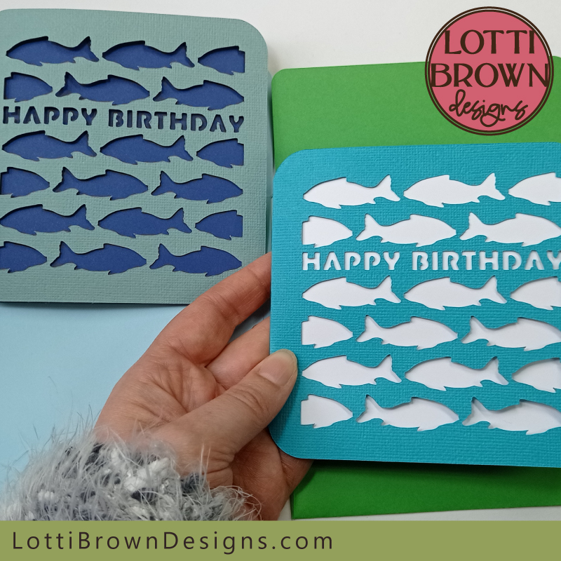 Fish pattern birthday card SVG