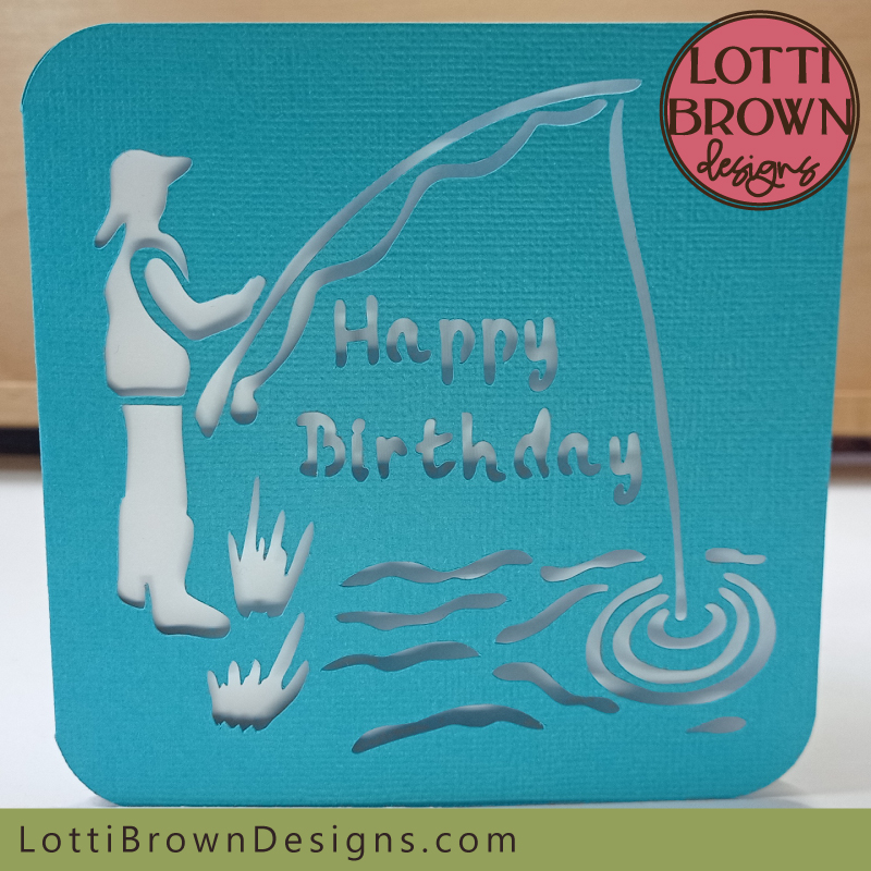 Fishing Happy birthday card cut file