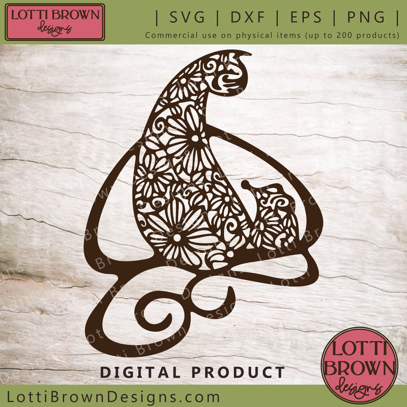 Floral cat and mouse SVG