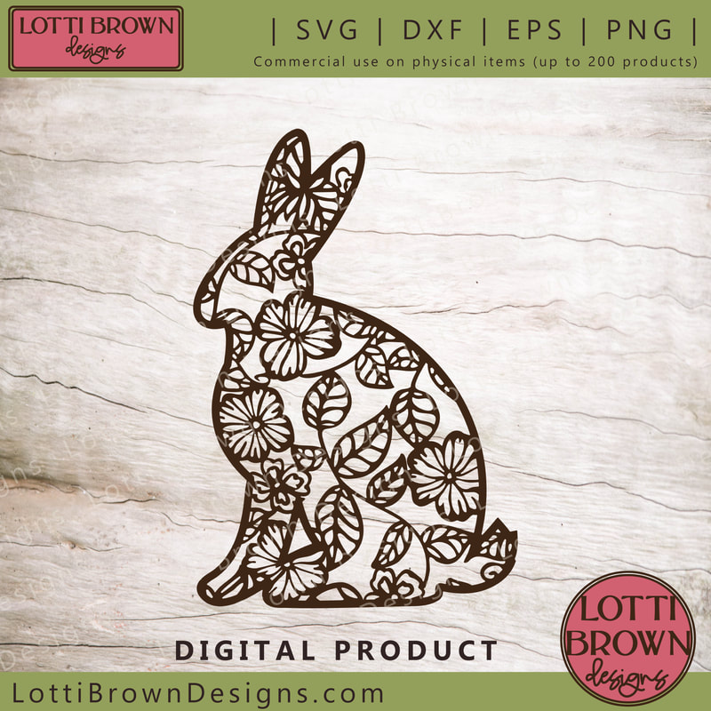 Floral bunny SVG file
