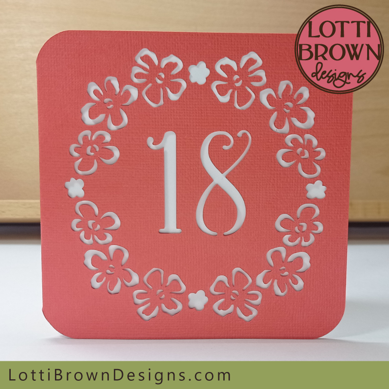 Lovely papercut 18th birthday card template SVG