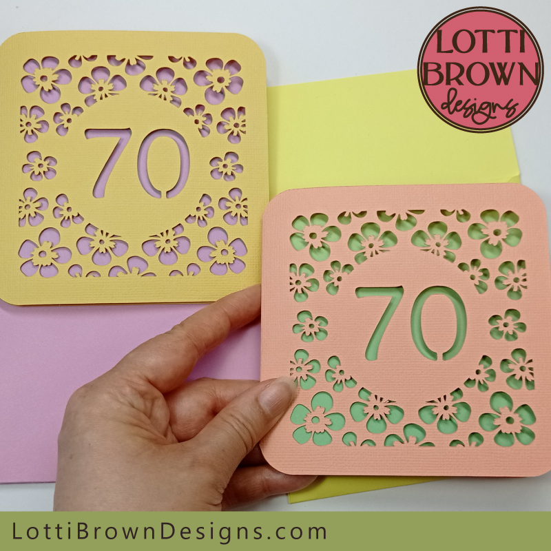 Floral 70th card template