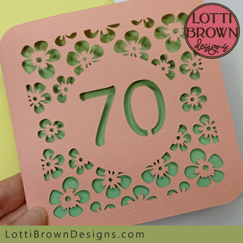 Floral design 70th birthday card template