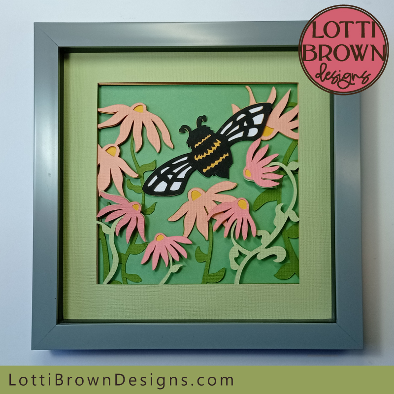 Bee shadow box paper art finished and framed