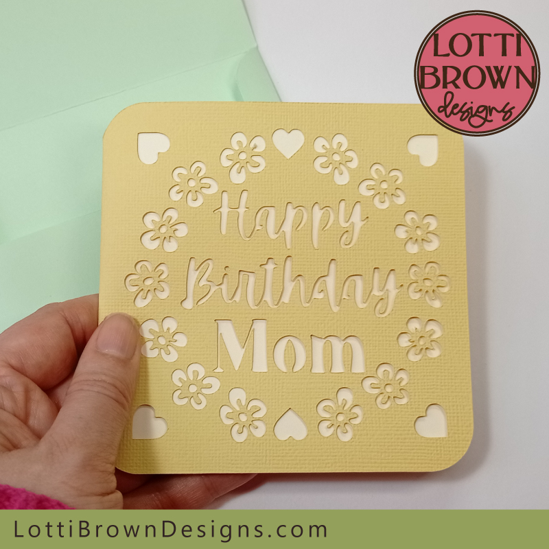Pretty birthday card SVG for Mom
