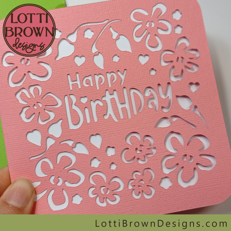 Floral birthday card SVG template