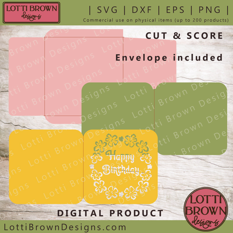 Floral birthday card SVG file