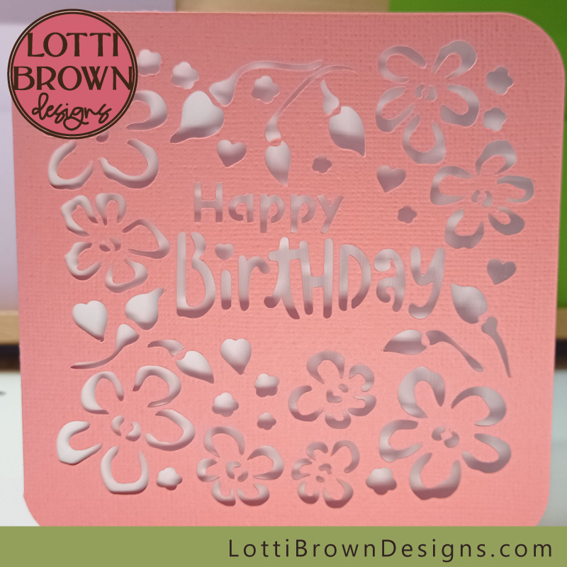 Floral birthday card SVG cut file