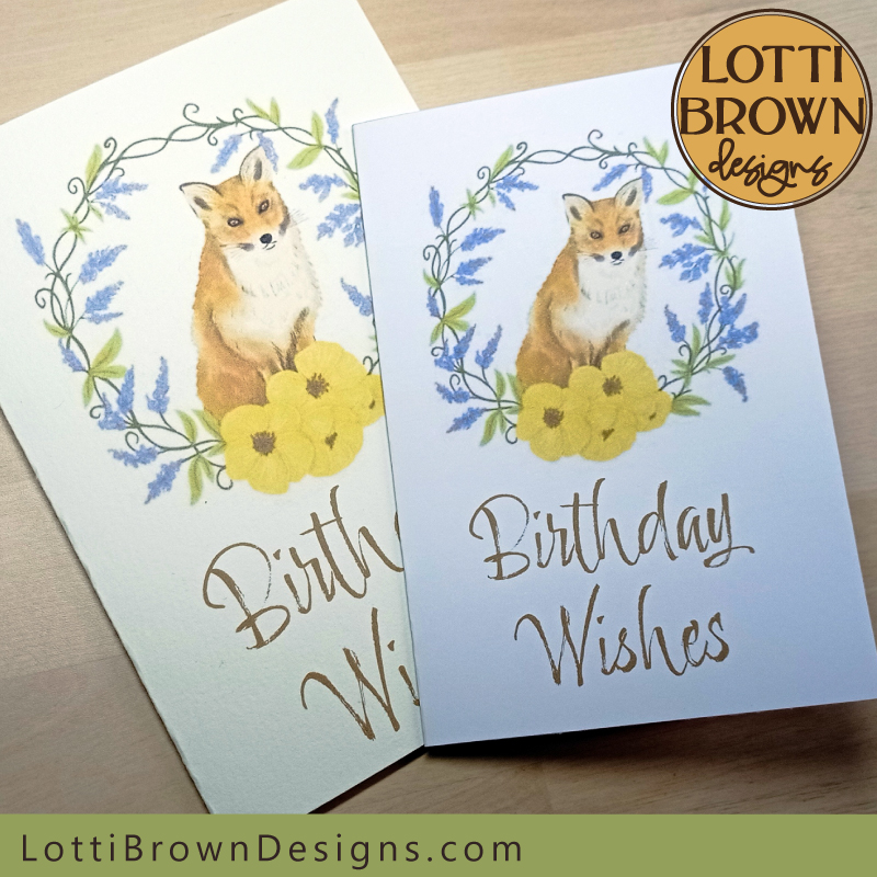 Floral fox printable card template
