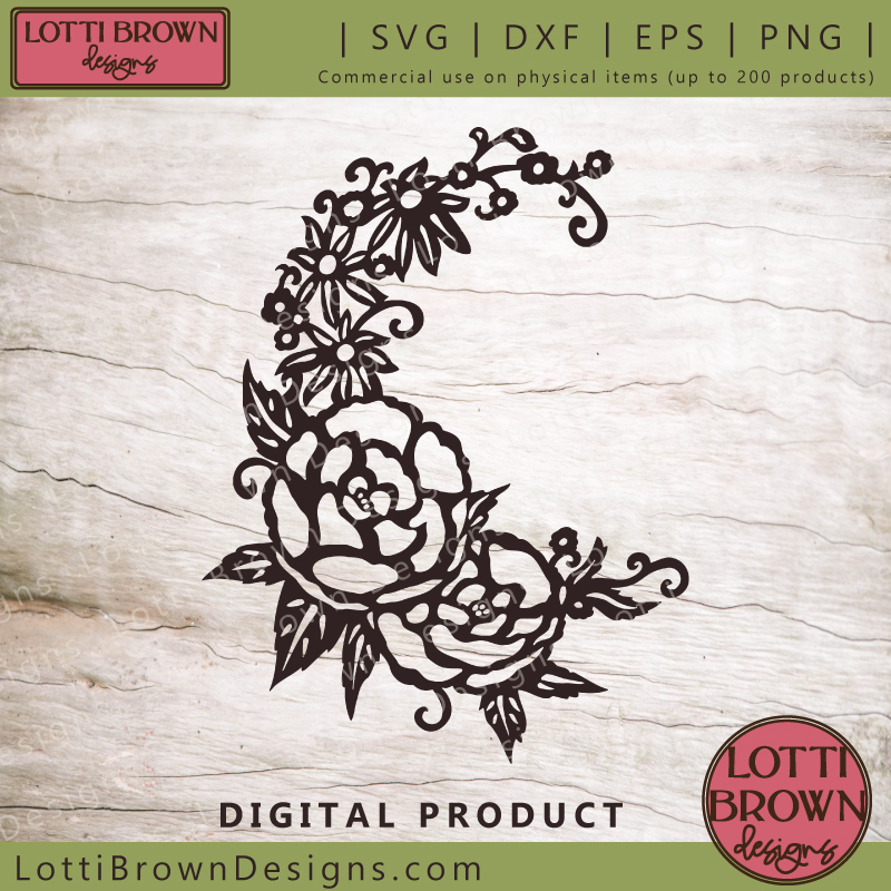 Floral half wreath SVG file