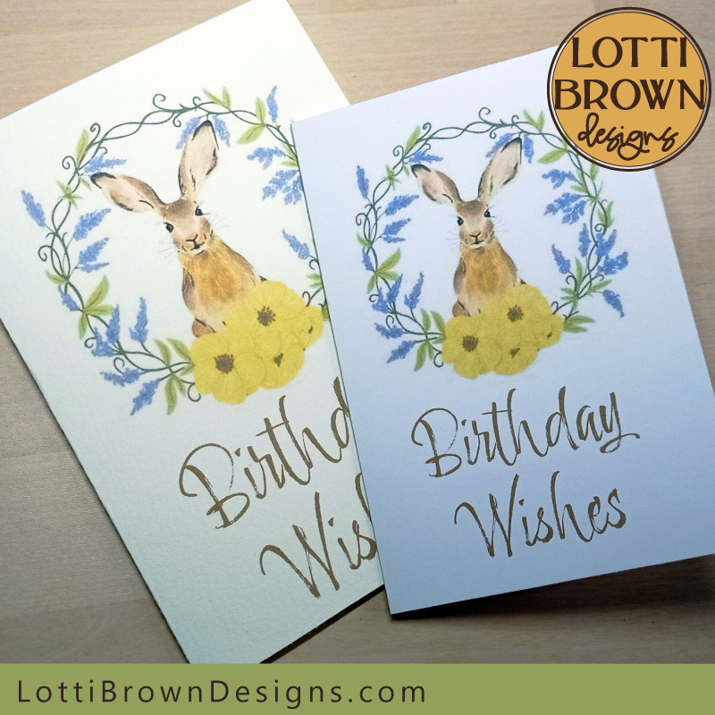 Floral hare printable card