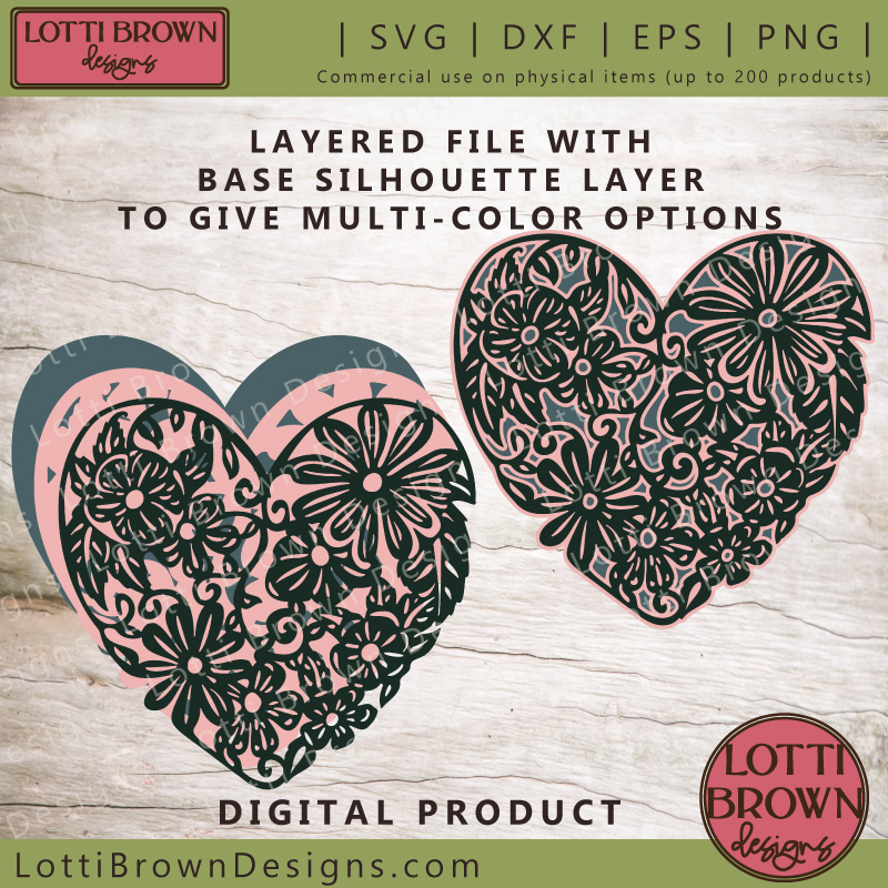 Swirly Floral Heart Template - design 01
