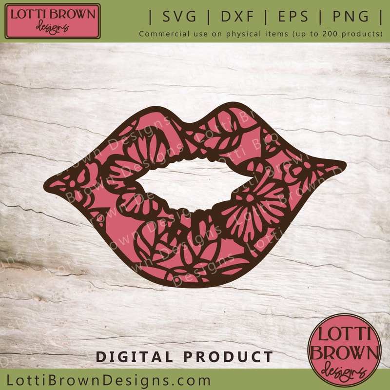 Floral lips SVG cut file