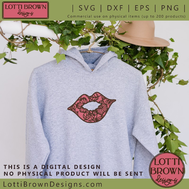 Floral lips sweatshirt crafting idea