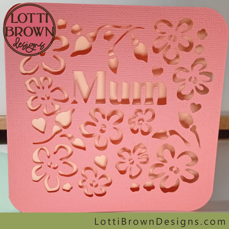 Mum papercut card template pink