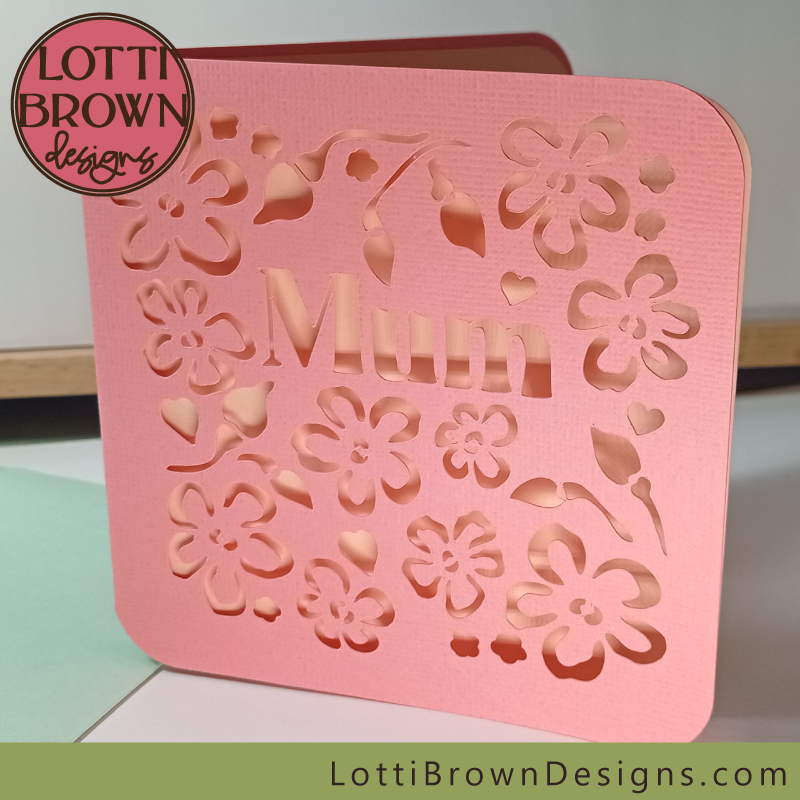 Mum card template floral papercut SVG