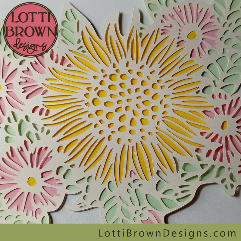 Fun floral craft tutorial with a layered sunflower SVG for Cricut, Silhouette and other cutting machines...