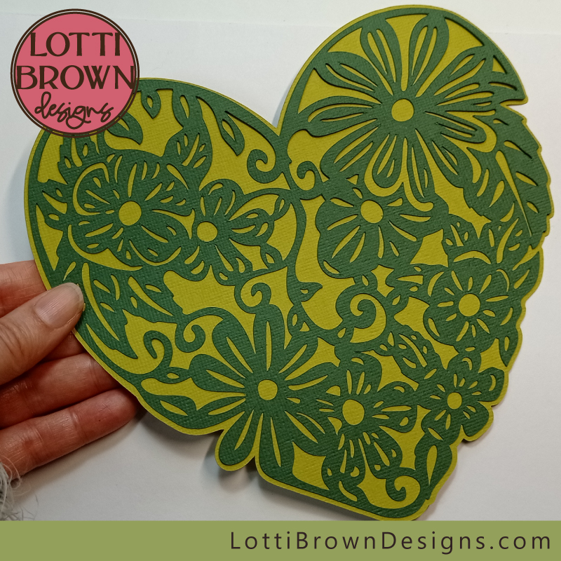 Swirly floral heart papercut - two colours