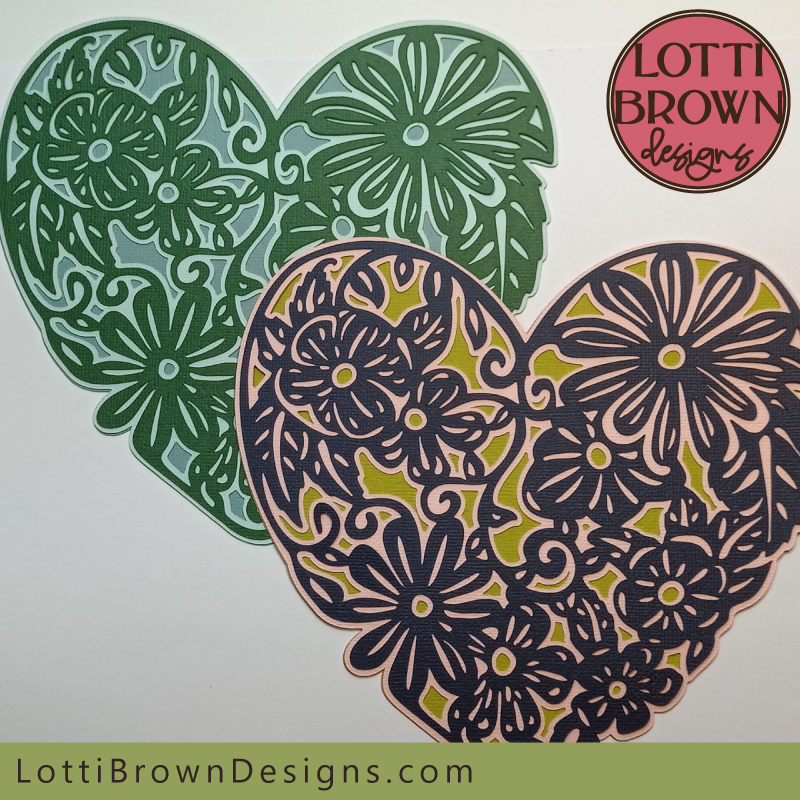 SWIRLY floral heart SVG template