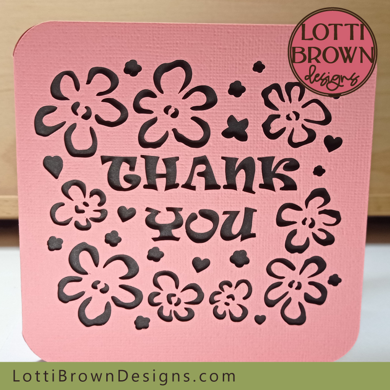 Pink floral thank you card for Cricut