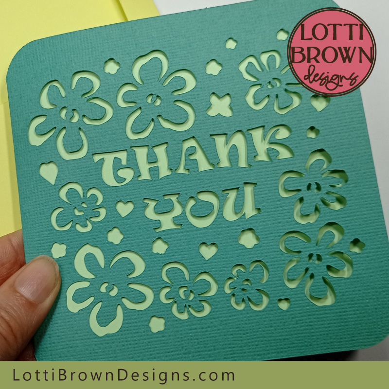 Floral thank you card in soft greens