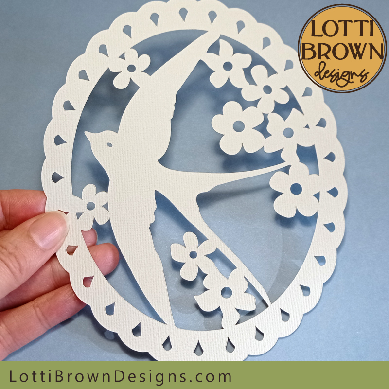 Swallow paper cut decoration template for Cricut and other cutting machines