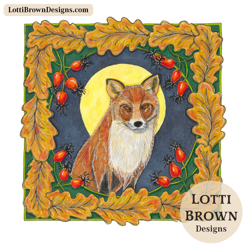 Hand drawn fox artwork by Lotti Brown