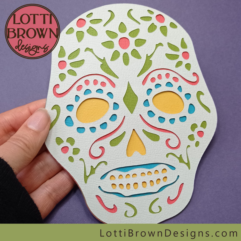 Colorful sugar skull SVG template for Cricut