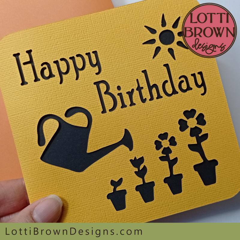 Gardener birthday card in cheerful yellow