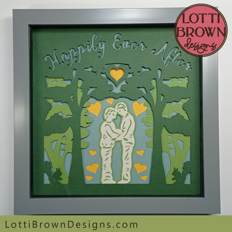 Green, blue and yellow colour idea for the engagement shadow box project