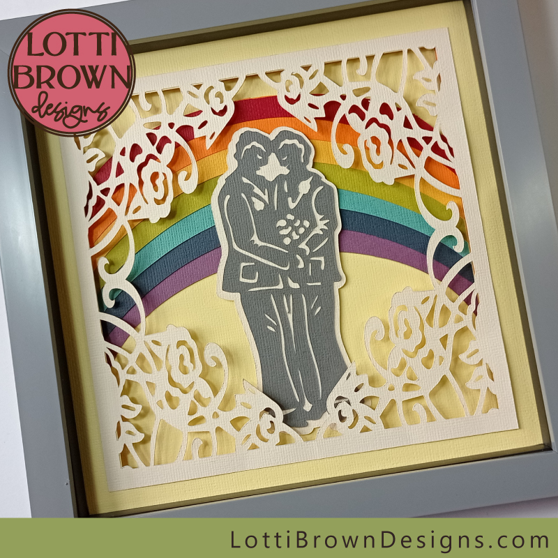 Two grooms wedding shadow box