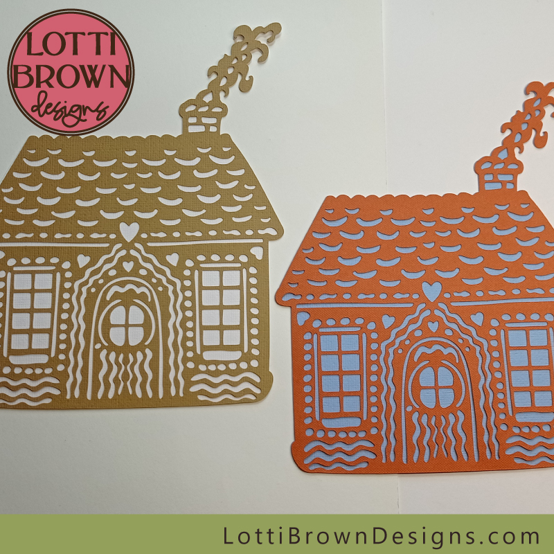 Alternative colour ideas for the gingerbread house cut file template