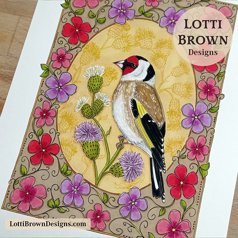 Goldfinch art print by Lotti Brown
